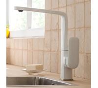 Hudor Robinet de Cuisine K034W - Mitigeur Cuisine Laiton - Collection Argolide - Facile à installer - Robinet Evier de Cuisine Pratique et Solide - Blanc