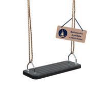 HUDORA Balançoire Noir - Planche de balançoire en Caoutchouc pour Enfants - Balançoire certifiée TÜV Rheinland/GS avec Cordes réglables en Hauteur - pour Enfants & Adultes jusqu'à 100 kg