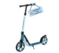 HUDORA BigWheel® 205 Advanced Scooter - Trottinette Confortable en Aluminium pour jusqu'à 100kg - Réglable en Hauteur & Pliable - pour Enfants/Adolescents & Adultes - Azure