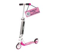 HUDORA BigWheel Scooter 125 - rose - Trottinette en aluminium sûre et de haute qualité pour enfants - Réglable en hauteur pour jusqu'à 100kg - Trottinette pliable stable avec sangle de transport