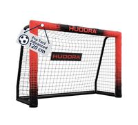 HUDORA Cage de Foot Pro Tect 120 Advanced - pour Le Jardin - avec Filet et enveloppe Tous Temps pour Enfants/Adultes - Montage Simple - But de qualité avec Fermetures éclair et Bandes Velcro - Rouge