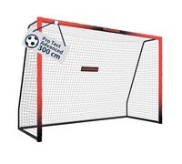 HUDORA Cage de Foot Pro Tect 300 Advanced - pour Le Jardin - avec Filet et enveloppe Tous Temps pour Enfants/Adultes - Montage Simple - But de qualité avec Fermetures éclair et Bandes Velcro - Rouge