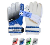 HUDORA Gants de gardien de but - Gants de football rembourrés pour enfants & adolescents en taille S/M - Gants de gardien de but avec dos en mousse et fermeture velcro, bleu