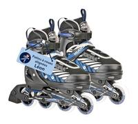 HUDORA Inline Skates Mia / Leon - Patins à roulettes pour enfants / adolescents & adultes en différentes tailles & couleurs - Rollers réglables en 4 tailles - Confortables & stylés