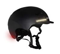 HUDORA Casque de patineur pour adolescents et adultes, Taille S | Casque de lumière LED | Casque de vélo avec lumière clignotante pour voiture et ajustement de la taille sur mesure, noir, S (53-55 cm)