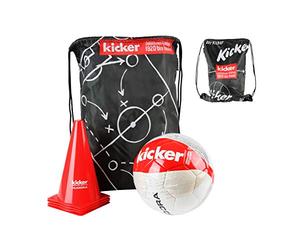 HUDORA Kit de Football avec Ballon de Football Taille 5 Rouge/Blanc/Noir, Avec plan de match