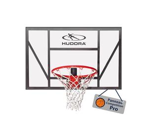 HUDORA Panier de Basket Competition Pro - Panier de Basket Murale avec Un Cercle de Dunk Souple pour Enfants & Adultes - Panier de Basketball d'extérieur avec Une Planche Transparente
