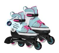 HUDORA Patins à Roues alignées Basic Bleu/Menthe - Patins pour Enfants & Adolescents en différentes Tailles - Patins à roulettes Ajustables jusqu'à 4 Tailles - Idéal comme modèle de départ