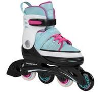 HUDORA Patins à Roues alignées Basic Bleu/Menthe - Patins pour Enfants & Adolescents en différentes Tailles - Patins à roulettes Ajustables jusqu'à 4 Tailles - Idéal comme modèle de départ