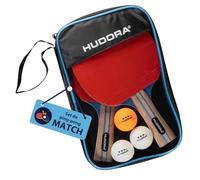 HUDORA Set de ping-Pong - Set de Haute qualité avec Raquettes & balles - Set de Raquettes de ping-Pong Complet avec Sac de Rangement - Raquettes de Tennis de Table