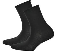Hudson 2 paires de chaussettes femme - Only 2-Pack, bas, bord roulé, uni Noir 35-38 (2,5-4,5 UK)