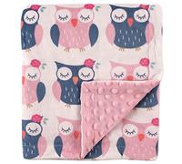 Hudson Baby Printed Mink Blanket with Dotted Backing, Blue Giraffe