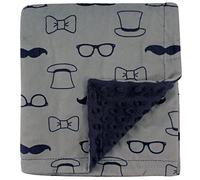 Hudson Baby Printed Mink Blanket with Dotted Backing, Blue Giraffe