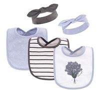 Hudson Baby Unisex Baby Cotton Bib and Headband or Caps Set, Periwinkle, One Size