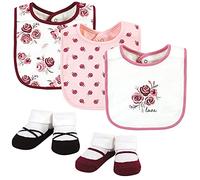 Hudson Baby Unisex Baby Cotton Bib and Sock Set, Rose, One Size