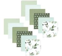 Hudson Baby Unisex Baby Flannel Washcloths, Eucalyptus 12Pk, One Size