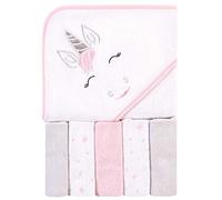 Hudson Baby Unisex Baby Hooded Towel & Five Washcloths, Pink Unicorn, One Size