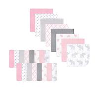 Hudson Baby Unisex Baby Rayon from Bamboo Washcloth Bundle, Girl Elephant, One Size