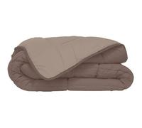 HUDSON Couette legere Microfibre 200g/m2 220x240cm Taupe + Lin blanc