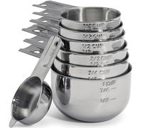 Hudson Essentials Ensemble de tasses à mesurer empilables en acier inoxydable avec bec verseur