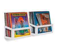 Hudson Hi-Fi Lot de 2 Supports muraux pour 25 Albums - Blanc Perle