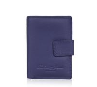 Hudson & James Porte-monnaie RFID pour femme en cuir compact avec fermeture éclair et poche pour pièces de monnaie, bleu marine, M, Minimaliste