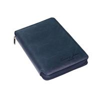Hudson & James Portefeuille de voyage 100 % cuir véritable avec blocage RFID, bleu, 2.54 x 10.16 x 15.24 cm, Moderne