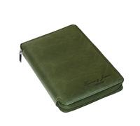 Hudson & James Portefeuille de voyage 100 % cuir véritable avec blocage RFID, Vert, 2.54 x 10.16 x 15.24 cm, Moderne