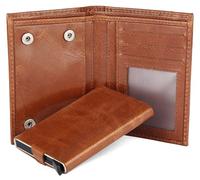 Hudson & James Portefeuille fin en cuir pour homme, design minimaliste, avec blocage RFID, poche pour pièces de monnaie, fenêtre d'identité, peut contenir jusqu'à 10 cartes, peau, M, Contemporain