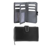 Hudson & James Portefeuille RFID en cuir véritable pour femme avec fermeture éclair et poche pour pièces de monnaie dans une boîte, gris, M, Minimaliste