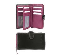 Hudson & James Portefeuille RFID en cuir véritable pour femme avec fermeture éclair et poche pour pièces de monnaie dans une boîte, rose corail, M, Minimaliste