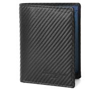 Hudson & James Portefeuilles en cuir et fibre de carbone avec blocage RFID pour homme avec porte-cartes et fenêtres pour carte d'identité, poche pour pièces de monnaie, compartiments pour billets