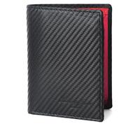Hudson & James Portefeuilles en cuir et fibre de carbone avec blocage RFID pour homme avec porte-cartes et fenêtres pour carte d'identité, poche pour pièces de monnaie, compartiments pour billets