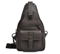Hudson & James Sac à bandoulière en cuir véritable - Petit sac à dos léger pour hommes, femmes et enfants | Sac à bandoulière d'extérieur et de voyage, marron, M, Contemporain