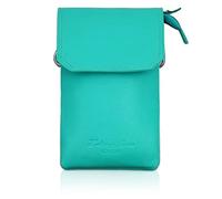 Hudson & James Sac à bandoulière en cuir véritable pour téléphone portable avec bandoulière amovible réglable, turquoise, Small