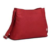 Hudson & James Sac à main en cuir véritable pour femme Sac à main croisé pour le travail iPad, Rouge, M