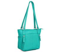 Hudson & James Sac à main en cuir véritable pour femme Sac à main croisé pour le travail iPad, turquoise, Medium