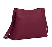 Hudson & James Sac à main en cuir véritable pour femmes - Sac de voyage quotidien - Sac bandoulière - Sac à main pour iPad - Sac à bandoulière pour le travail, bordeaux, M