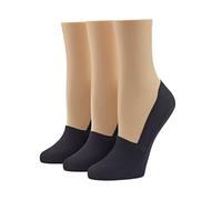 HUE Chaussettes pour mocassins en coton Perfect Edge pour femme, Noir - Lot de 3 paires., taille unique