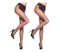 HUE Collants transparents en dentelle française Age Defiance avec haut de contrôle pour femme, noir, 5
