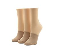 HUE Cotton Toe Topper, 3 Pack Chaussettes décontractées, crème, Taille Unique (Lot de 3) Femme