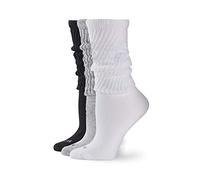 HUE Lot de 3 paires de chaussettes amples pour femme, Blanc/gris anthracite chiné/noir, taille unique