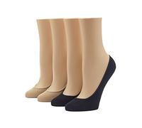 HUE Women's Hidden Cotton Liner Socks, 4 pair pack