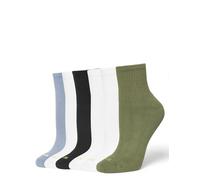 HUE Chaussettes Mini Crew décontractées, Olive-Lot de 6 Paires, Taille Unique Femme