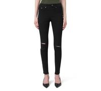 HUE Ripped Knee Denim Leggings, Noir, L Femme