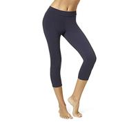 HUE Wide Waistband Blackout Cotton Capri Leggings, Assorted Bonneterie, Bleu Marine, XL Femme