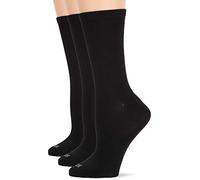HUE Women's Super Soft Crew Sock 3 Pair Pack, Black, One Size