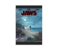 HUEAEHAHE Jaws (1) Poster décoratif sur toile pour chambre - Poster esthétique - Décoration murale - 50 x 75 cm - Style sans cadre