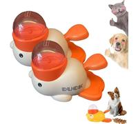 Huease Distributeur de friandises interactif en forme de canard pour chien et chat avec bouton pour une alimentation saine et un entraînement au QI (blanc, 2 pièces)