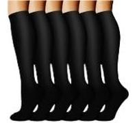 Hueborne Chaussettes De Compression À Gradient Couverture Longue Du Mollet, Mélange De Nylon Respirant For Les Sportifs, Les Voyageurs Et Les Professionnels De La Santé(6pairs-series-19,L/X)